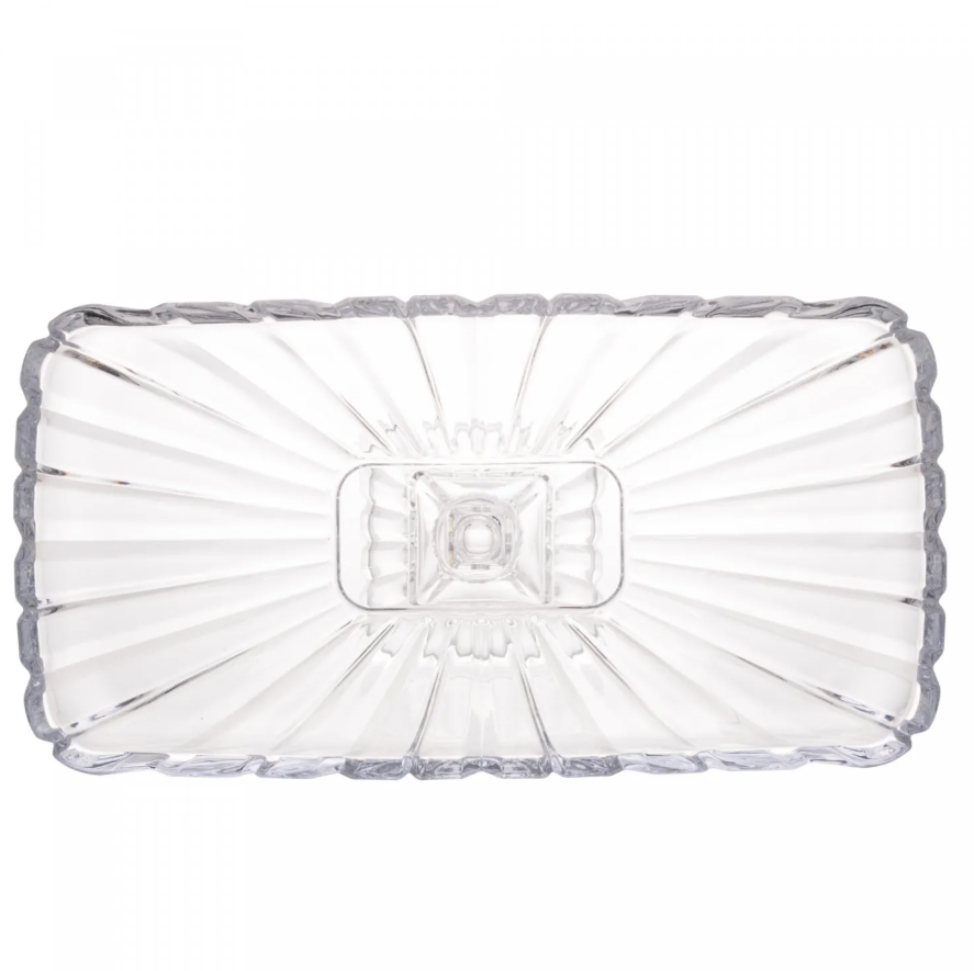 BOLEIRA DE CRISTAL RETANGULAR QUADRATTA