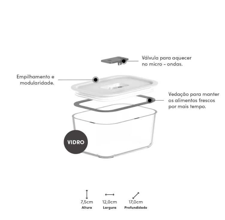 POTE DE VIDRO HERMÉTICO FECHADO 725ML - FRESH LOCK - OU