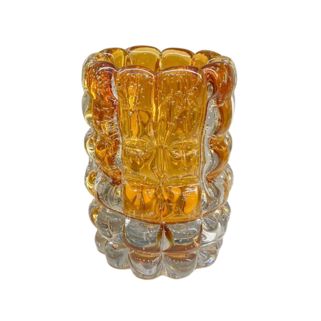 VASO VIDRO TIPO MURANO AMBAR GRANDE