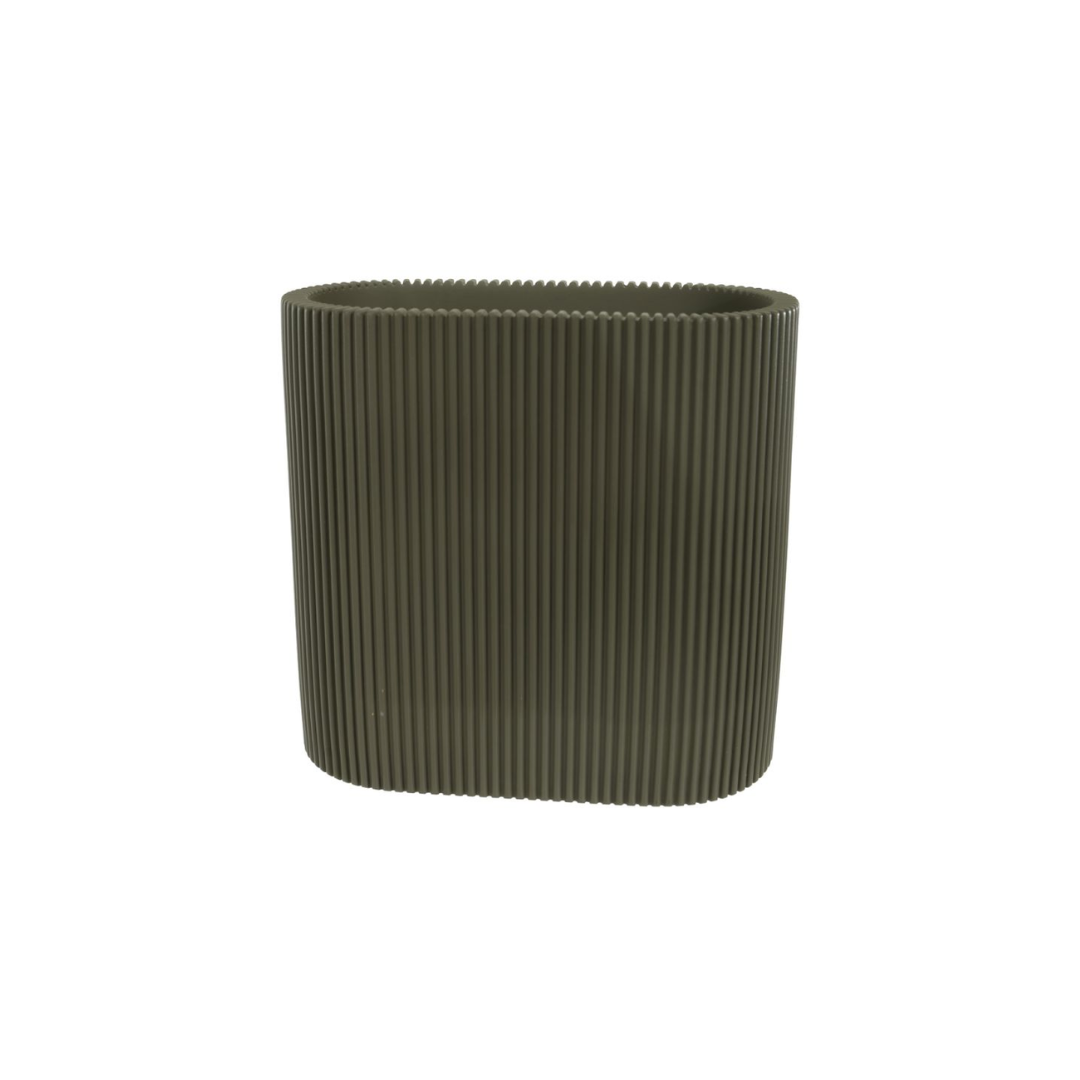 VASO CANELADO VERDE EM POLIRESINA