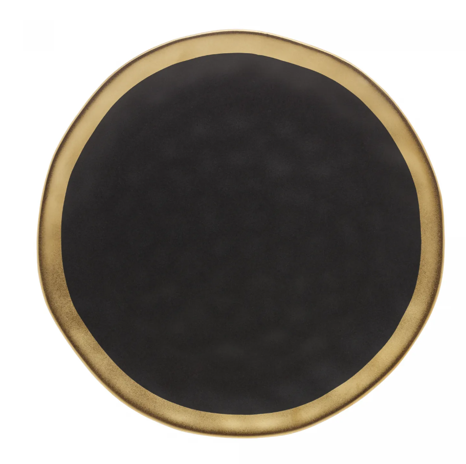 PRATO RASO DE PORCELANA PRETO E DOURADO DUBAI