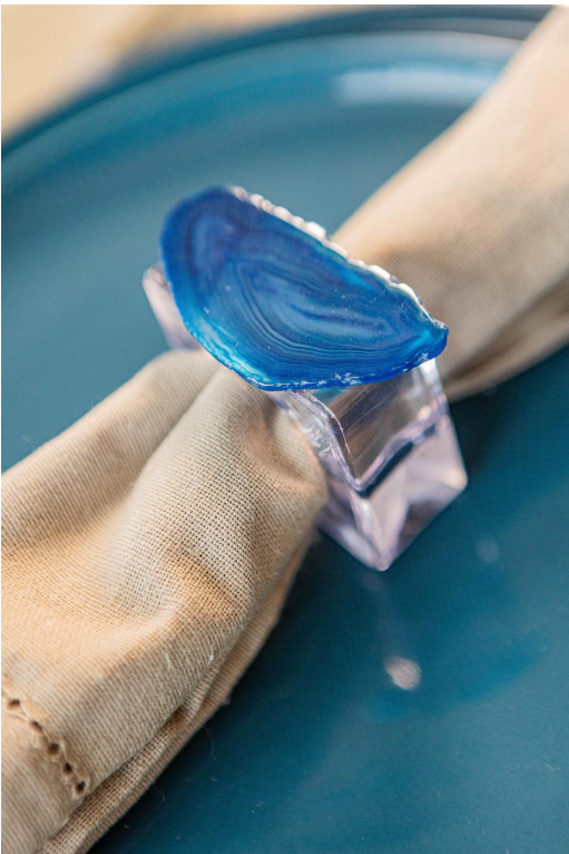 CAIXA COM 4 PORTA GUARDANAPOS DE PEDRA Cor:azul
