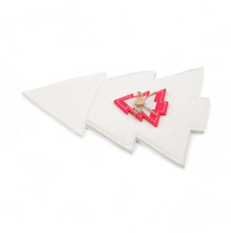 PORTA TALHER FELTRO ARVORE - BRANCO E VERMELHO