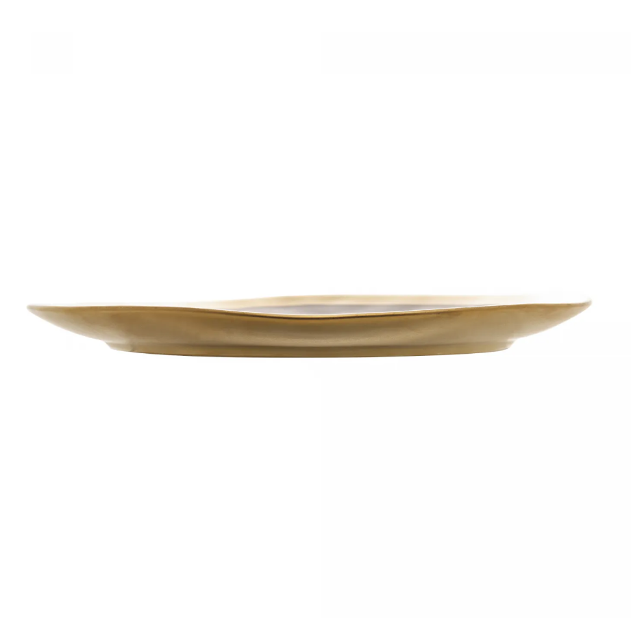 PRATO SOBREMESA PORCELANA PRETO E DOURADO DUBAI