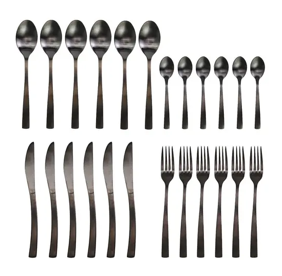 FAQUEIRO PRETO FOSCO AÇO INOX 24 PÇS