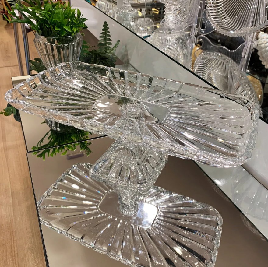 BOLEIRA DE CRISTAL RETANGULAR QUADRATTA