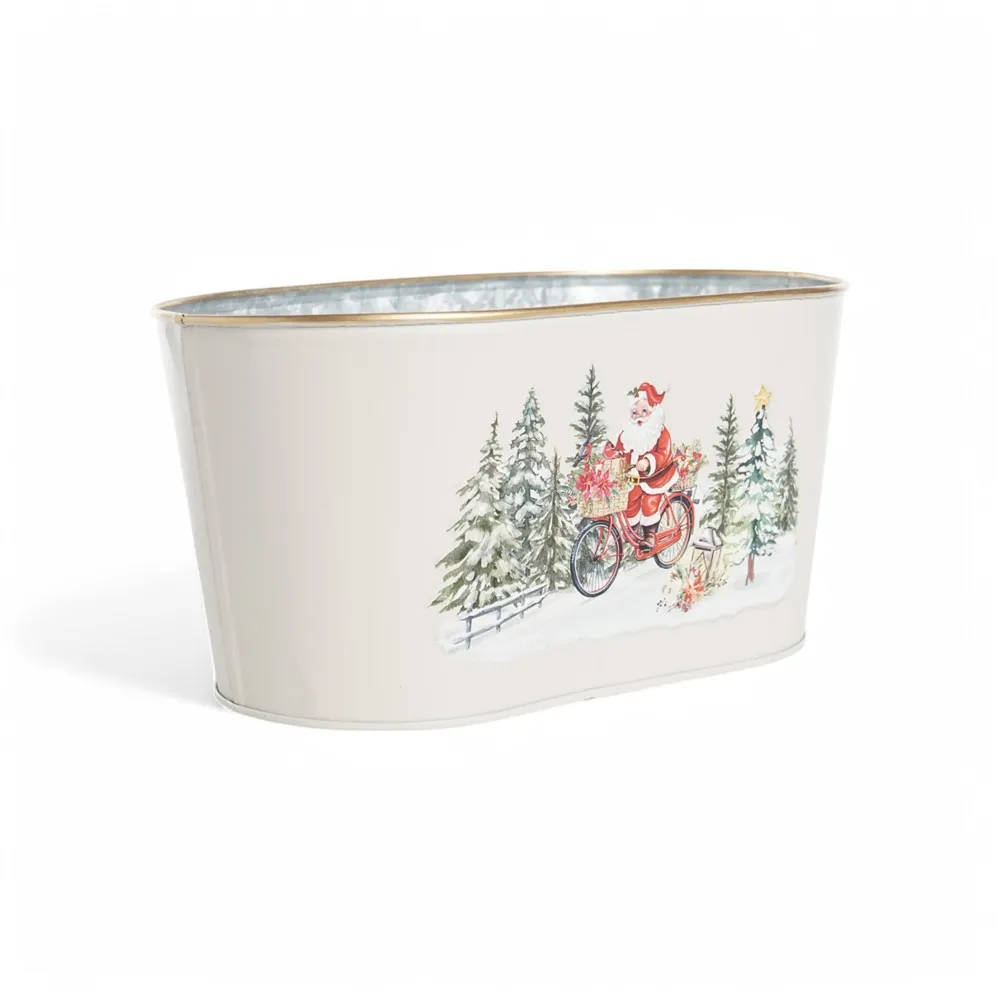 CACHEPOT PAPAI NOEL/ARVORE BCO/VRD/VRM 22,5cm () C/1 UN