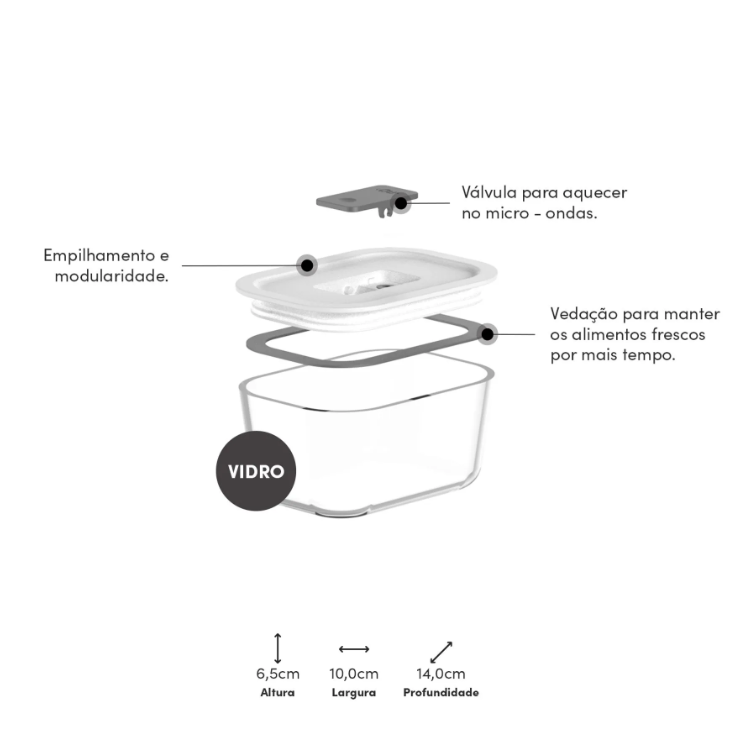 POTE DE VIDRO HERMÉTICO FECHADO 370ML - FRESH LOCK - OU