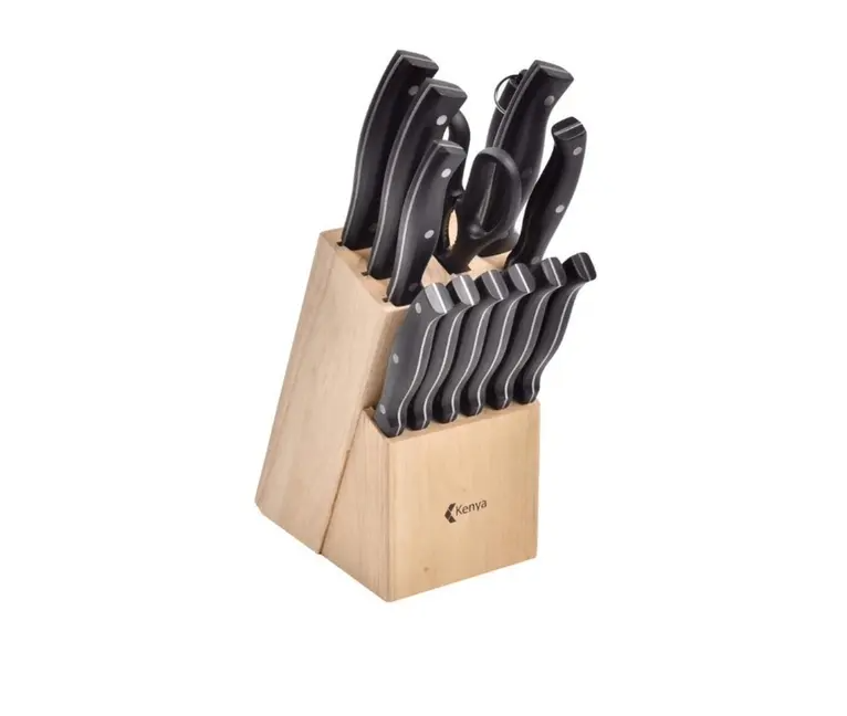 BLOCO DE FACAS AÇO INOX 14PÇS - KENYA