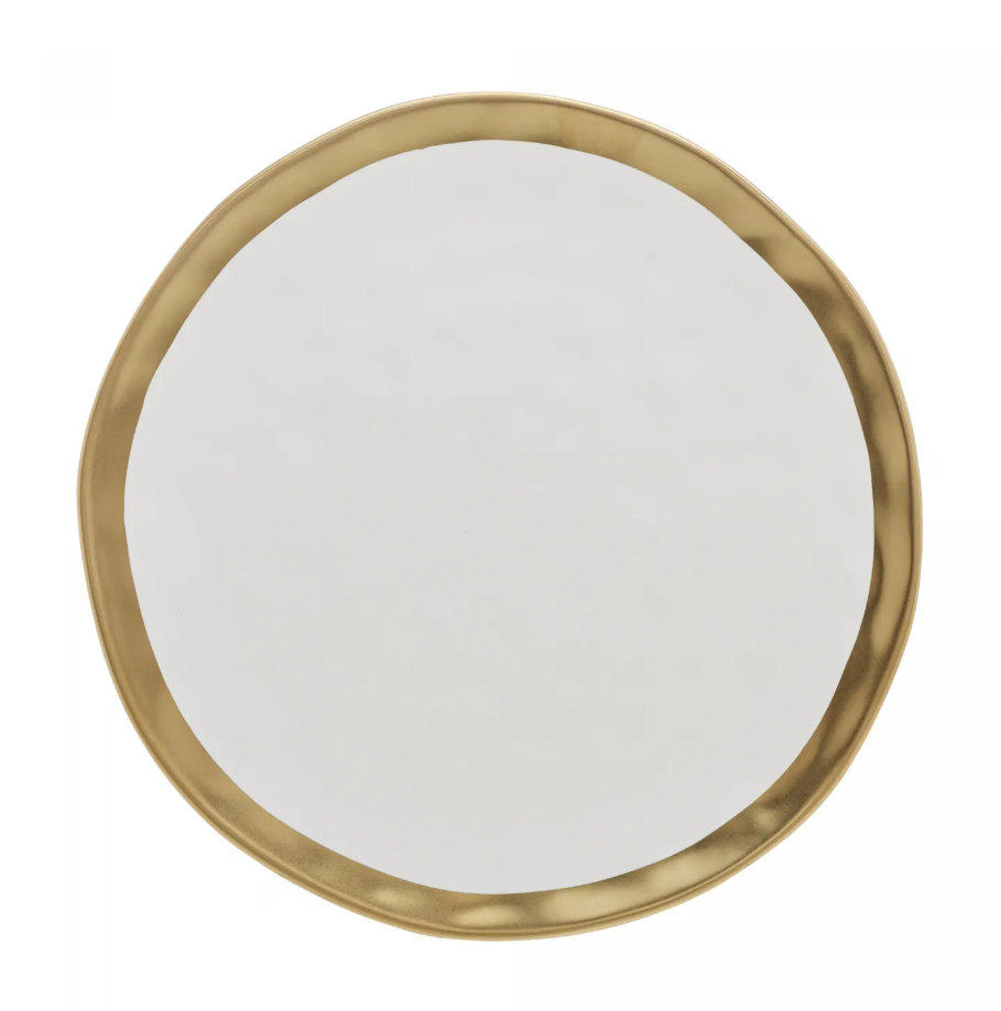 PRATO RASO DE PORCELANA BRANCO E DOURADO DUBAI