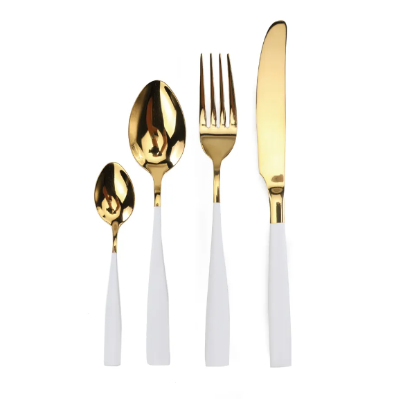 FAQUEIRO BRANCO COM DOURADO 24 PÇS