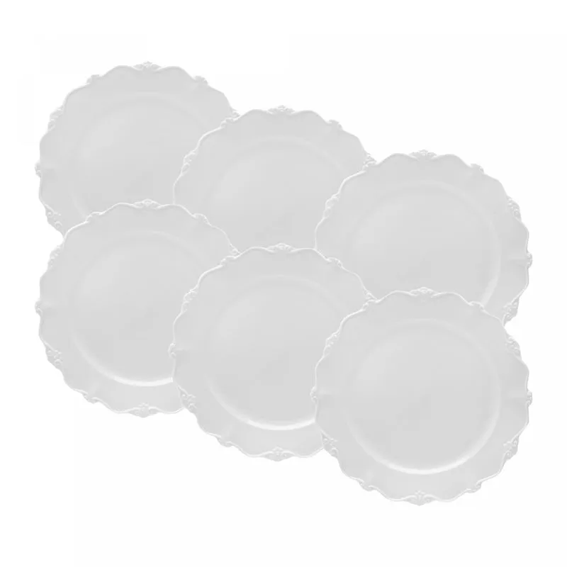 JOGO 6 PRATOS RASOS PORCELANA FANCY