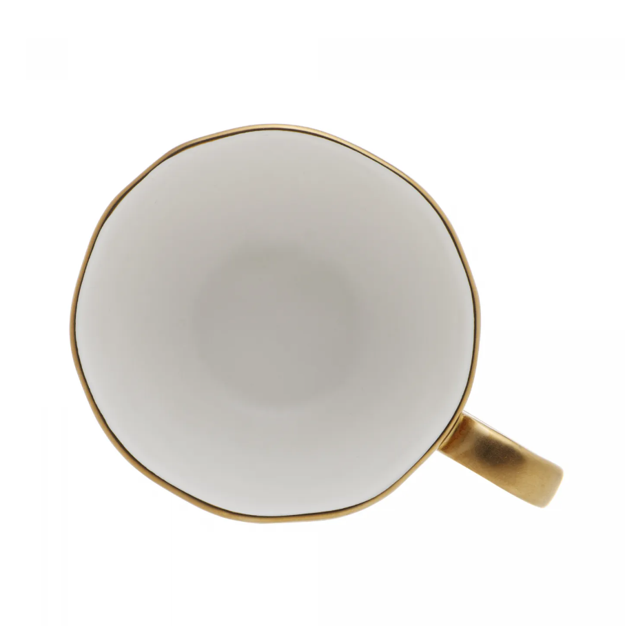 XÍCARA CAFÉ PORCELANA BRANCO E DOURADO DUBAI