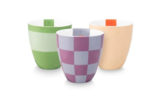 SET 3 MINI CANECAS SEM ALÇA 150ML COLORIDO - PIP STUDIO