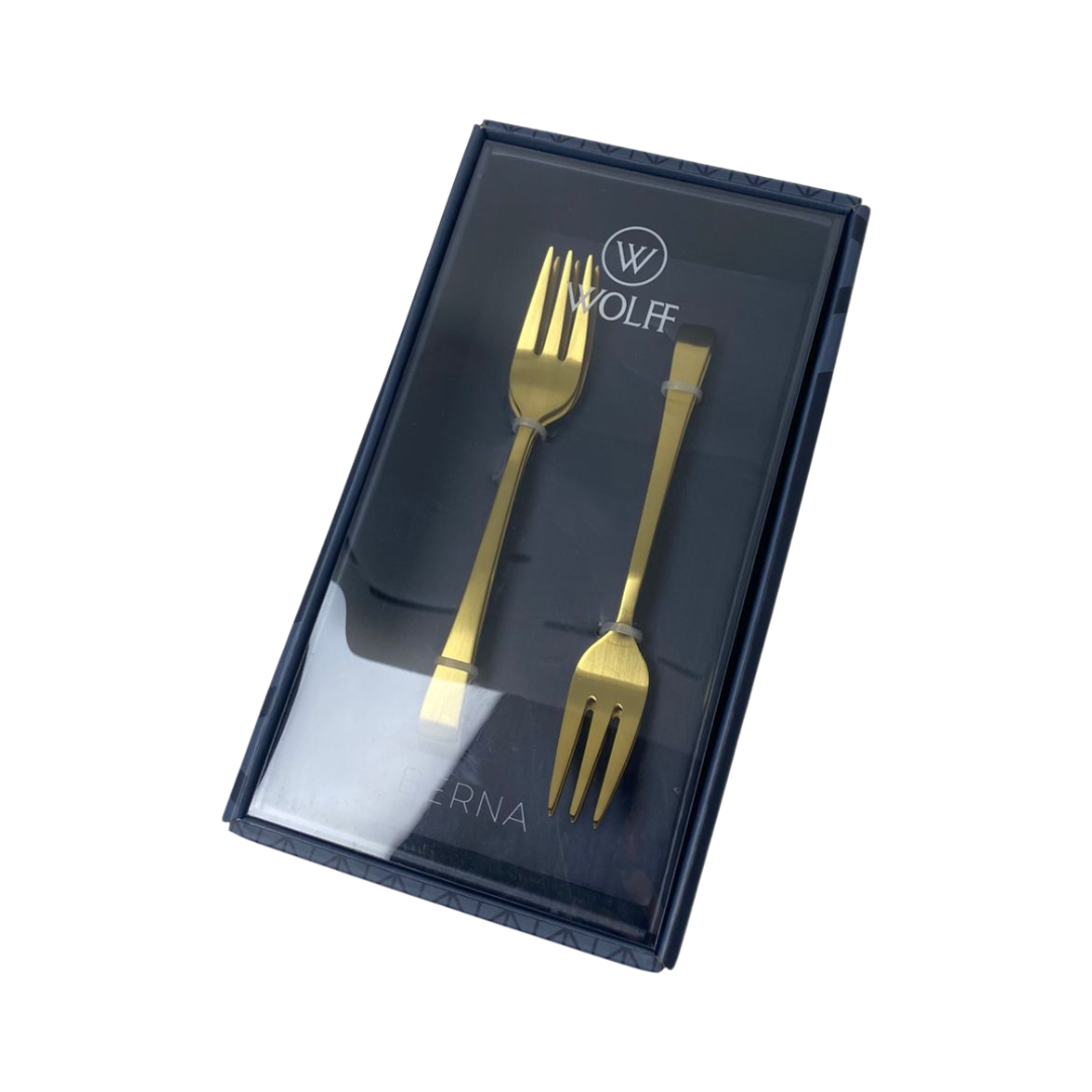 JOGO 6 GARFOS AÇO INOX SOBREMESA DOURADO FOSCO