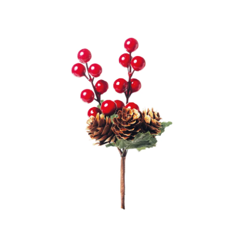 PICK COM FOLHAS,FRUTAS E PINHA - VERMELHO, VERDE E MARROM