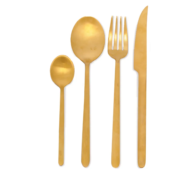 FAQUEIRO DOURADO FOSCO AÇO INOX 24 PÇS