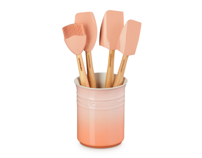 SET 4 ESPÁTULAS E PORTA UTENSÍLIOS 1L Peche Le Creuset