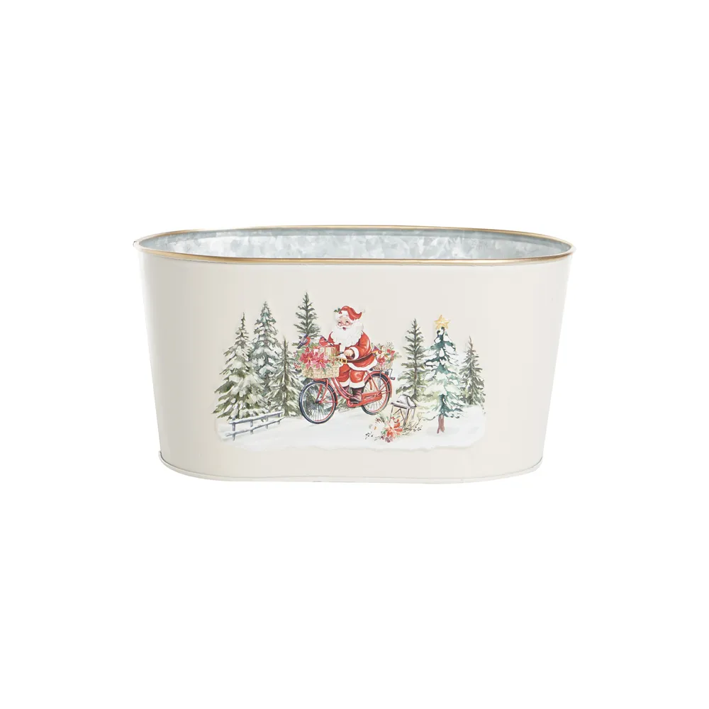 CACHEPOT PAPAI NOEL/ARVORE BCO/VRD/VRM 22,5cm () C/1 UN