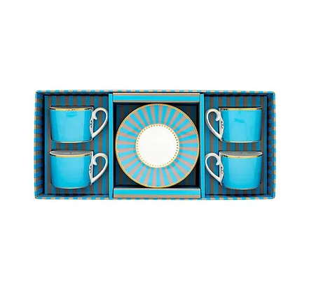 SET 4 XÍCARAS DE CAFÉZINHO AZUL LOVE BIRDS - PIP STUDIO