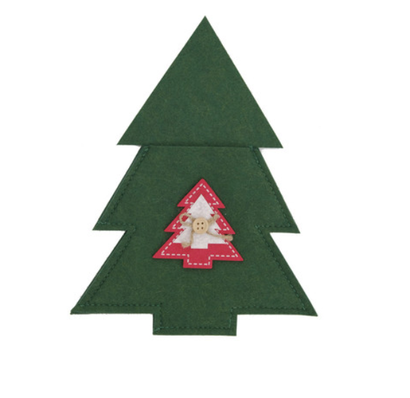 PORTA TALHER FELTRO ARVORE - VERDE E VERMELHO