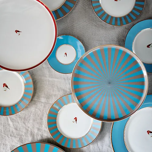 MINI PRATO P/ BOLO AZUL E CAQUI LOVE BIRDS - PIP STUDIO