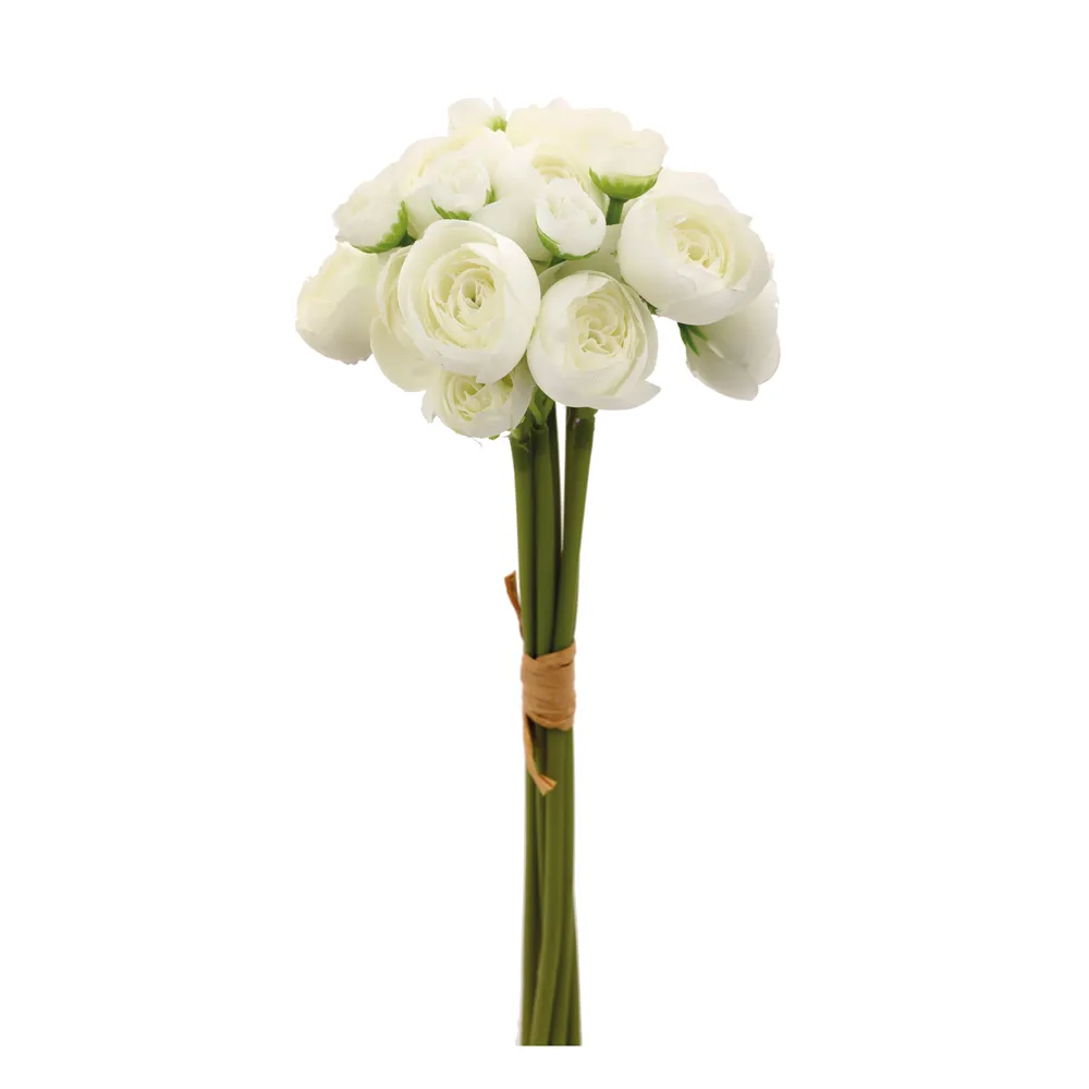 BUQUÊ ROSAS C/ FOLHAS BRANCAS E VERDE 39CM