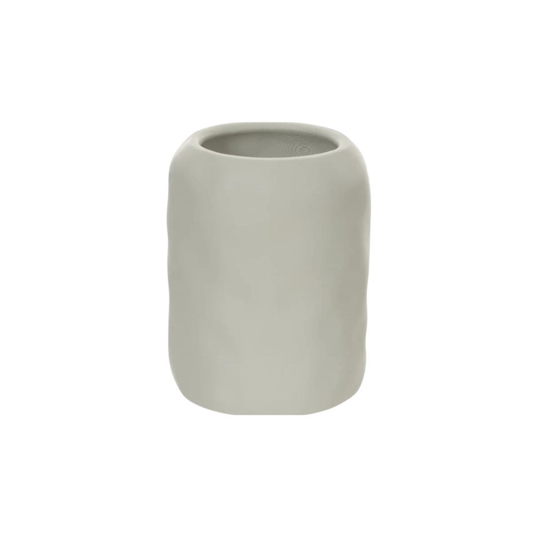 JOGO VASO E BANDEJA OFF WHITE EM CIMENTO ORGÂNICO