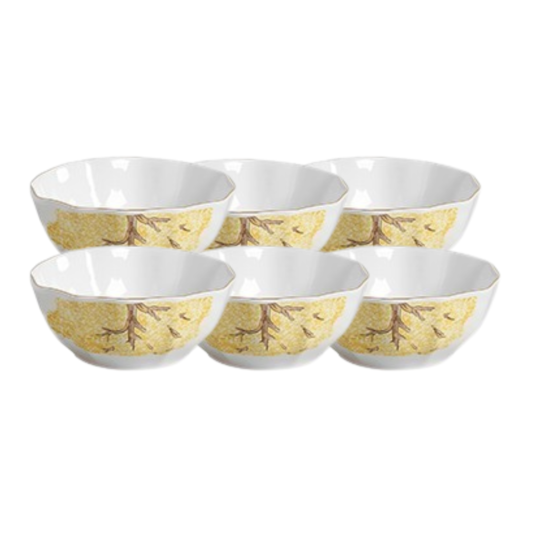 JOGO 6 BOWLS C/ FILETE DE OURO YPÊ AMARELO