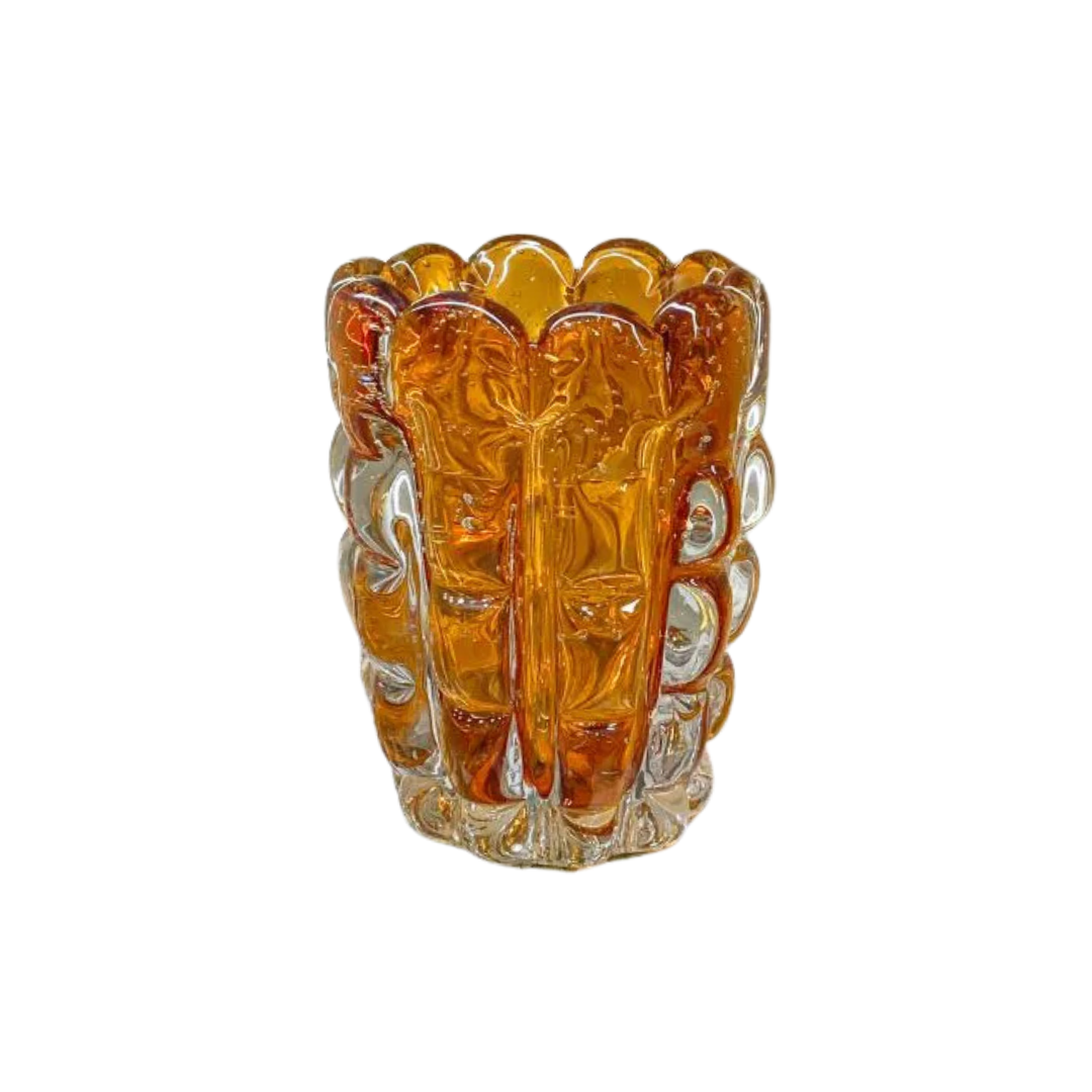 VASO VIDRO TIPO MURANO AMBAR PEQUENO