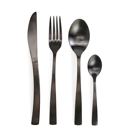 FAQUEIRO PRETO FOSCO AÇO INOX 24 PÇS