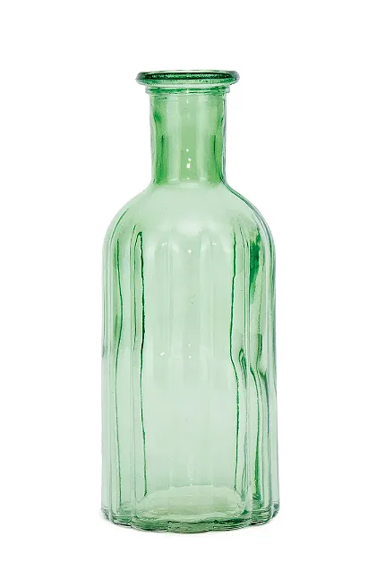 MINI VASO VIDRO CANELADO VERDE G 19cm