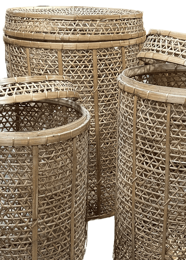 Cesto Ninho de bambu - com tampa - Natural | Casa Akar