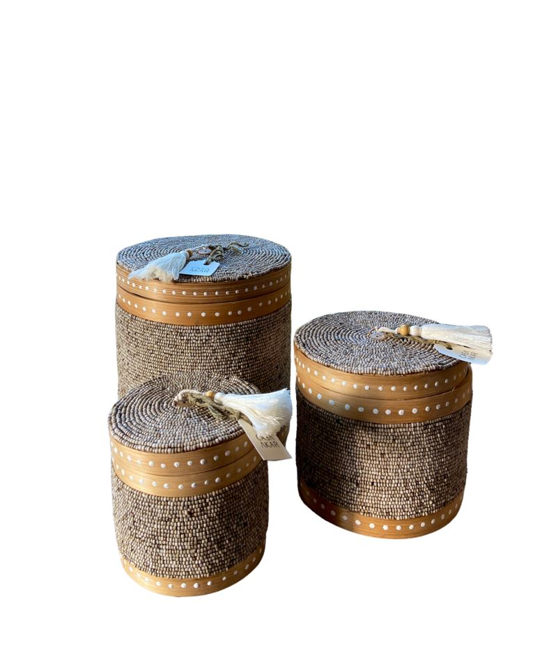 Caixa Harmonia de miçangas - Creme | Casa Akar