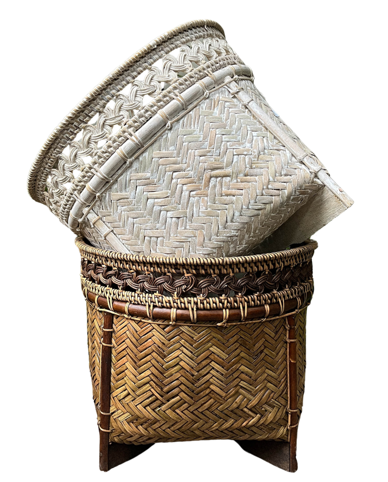 Cesto Entrelace de bambu e rattan - circular | Casa Akar