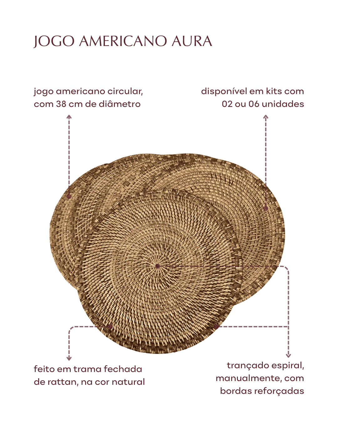 Kit 2 unid. - Jogo americano Aura de rattan | Casa Akar (5)