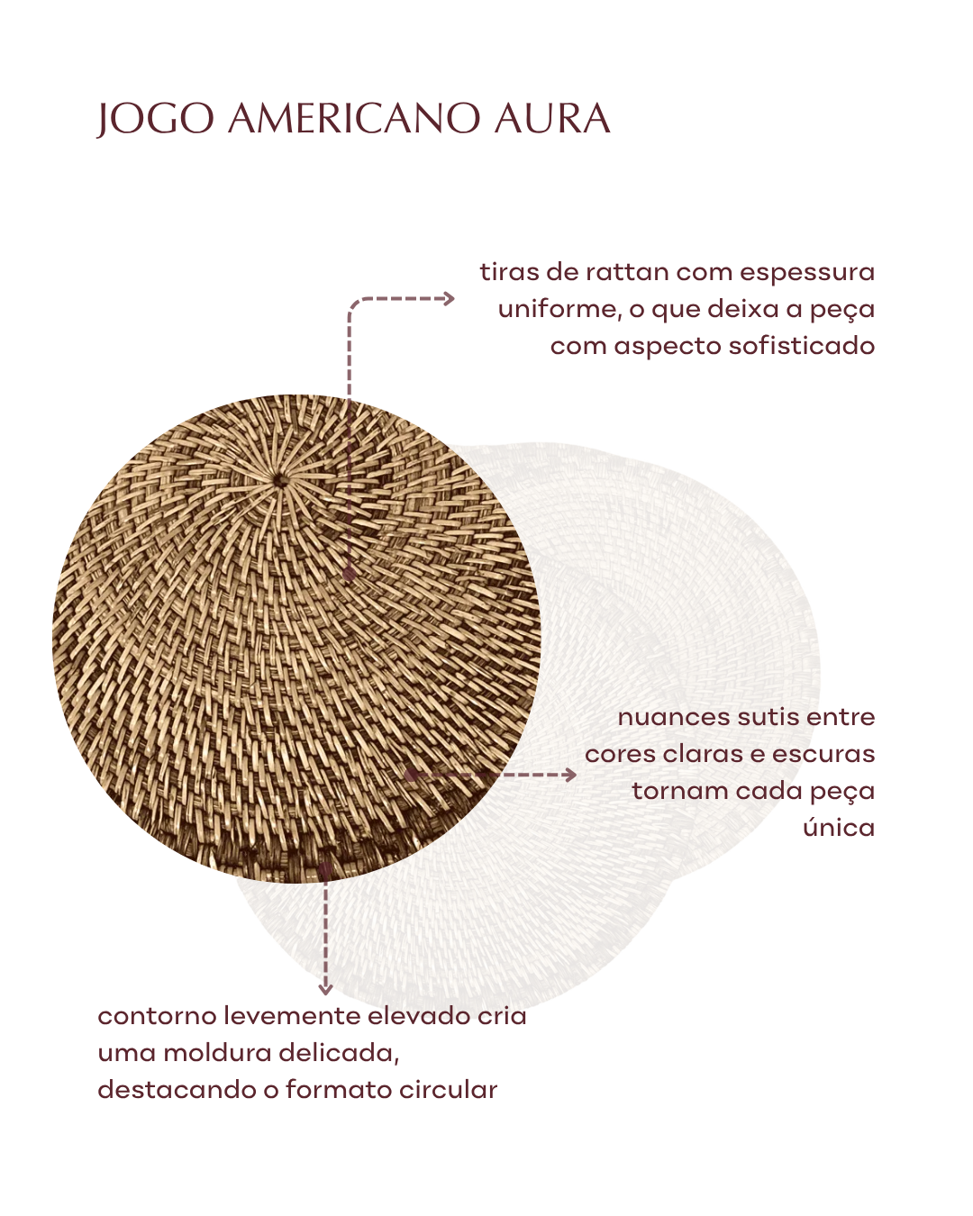 Kit 2 unid. - Jogo americano Aura de rattan | Casa Akar (6)