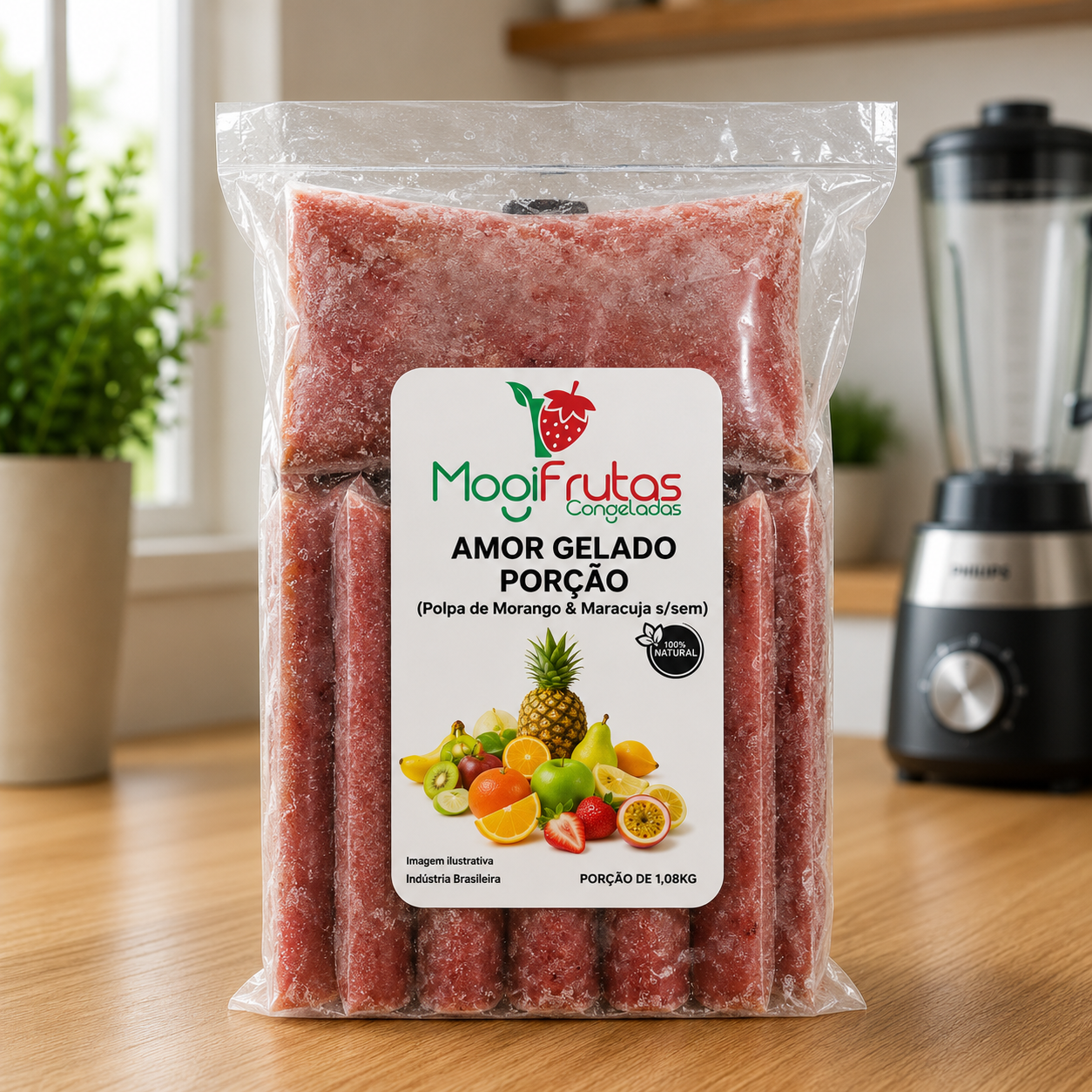 AMOR GELADO POLPA (Morango com Maracuja) PORÇÃO
