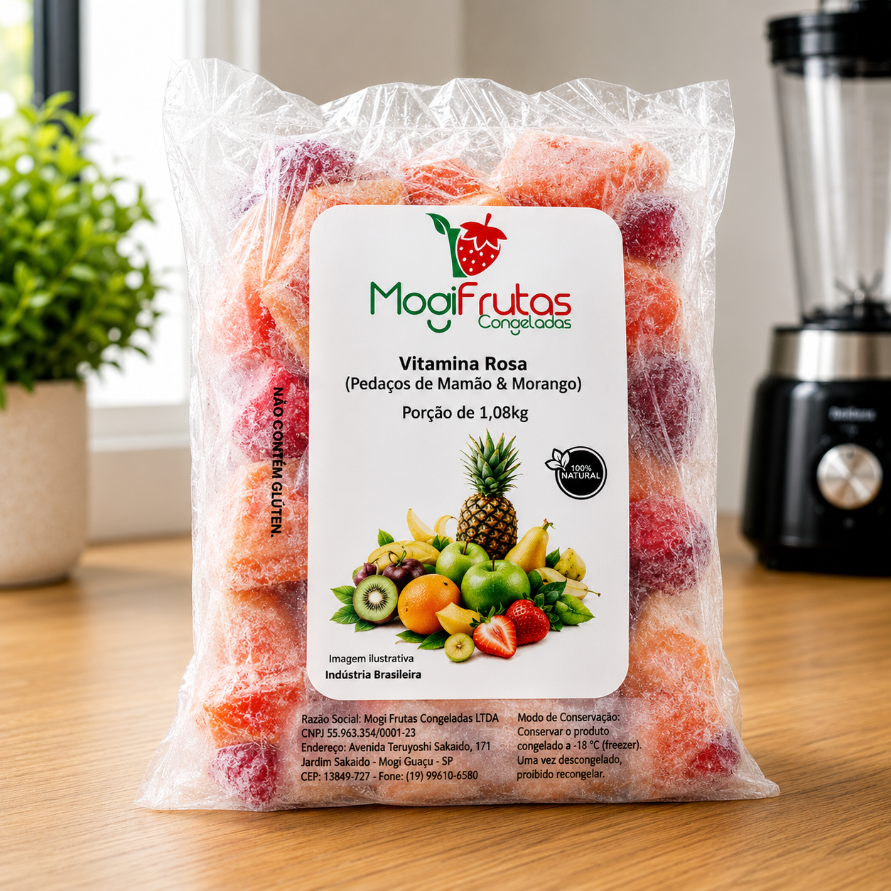 VITAMINA ROSA FRUTA (Morango com Mamão) PORÇÃO