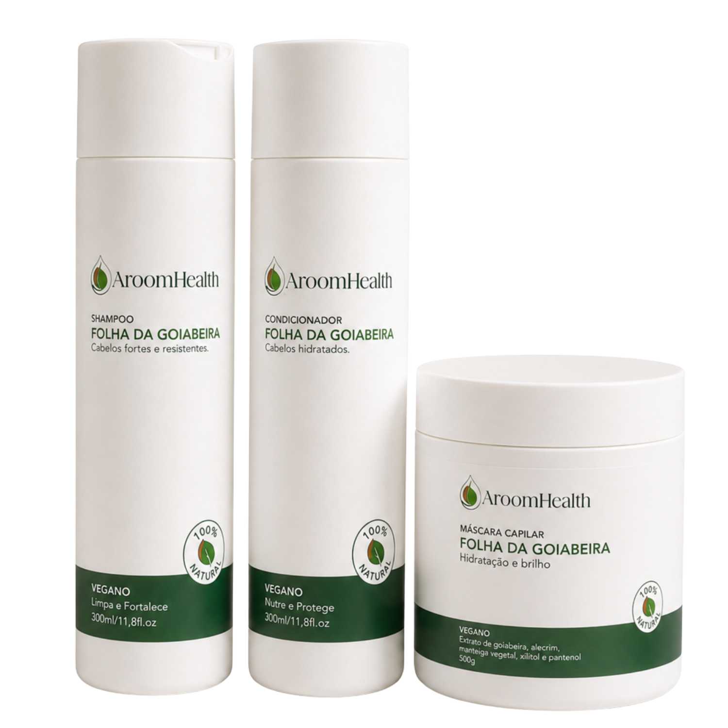 Kit de Shampoo , Condicionador e Máscara Capilar Folha da Goiabeira Fórmula Exclusiva
