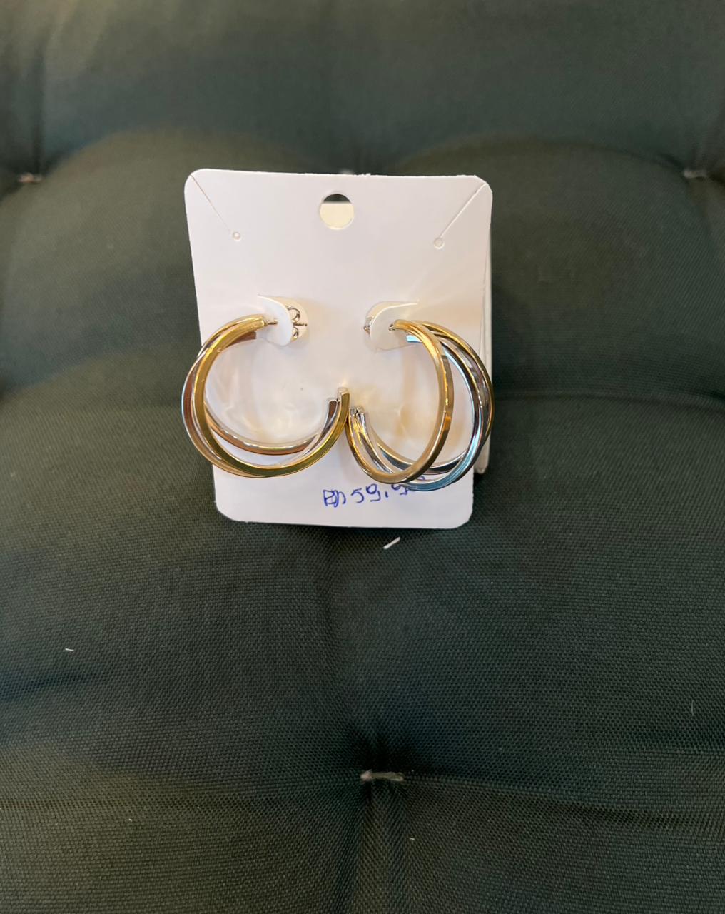 Brinco argola prata e dourado