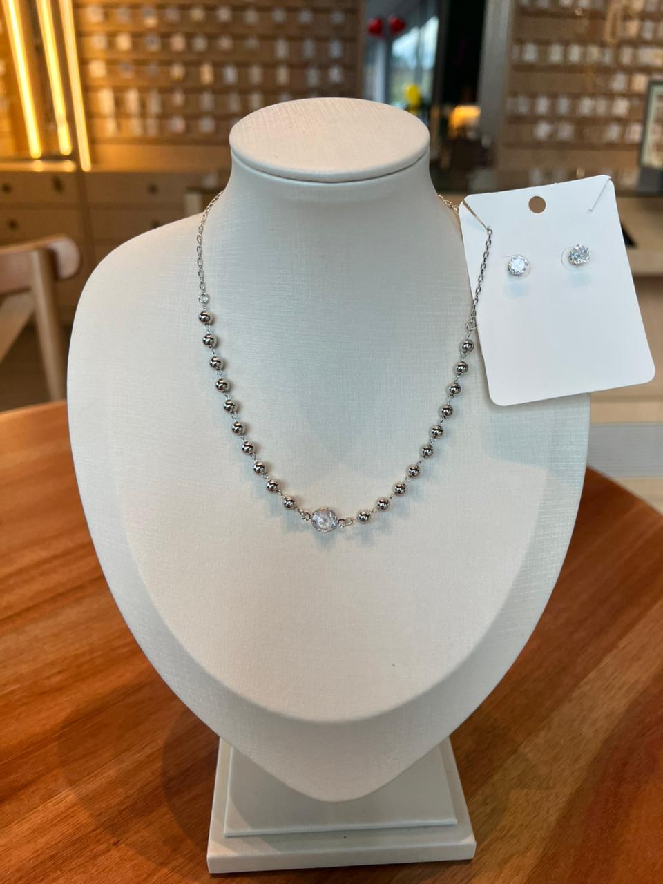 Conjunto bolinhas prata