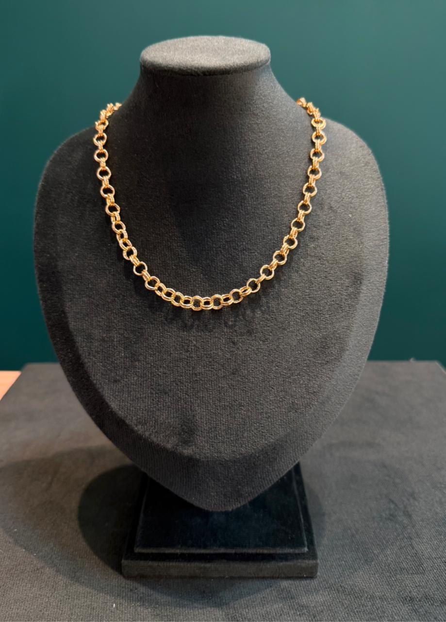 colar choker elos pequeno dourado