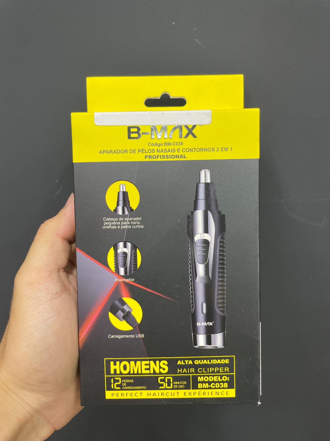 Maquina Aparador De Pelos Profissional Nariz Cabelo Bigode Cor Preto 127/220v