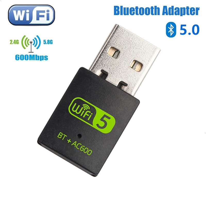 Adaptador WIFI, USB 2.0, AC600M, Dual Band, 2.4 e 5Ghz, Bluetooth 5.0