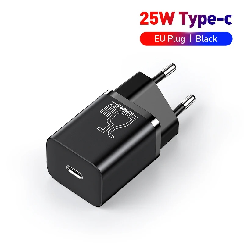 Fonte de Carregador, Baseus, 25W, Tipo C, Preto