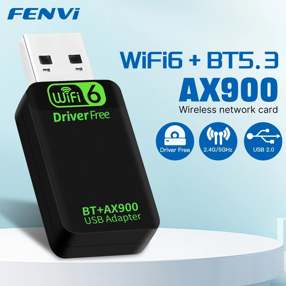 Adaptador WIFI, USB 2.0, Fenvi AX900, Wifi 6, Dual Band, 2.4 e 5Ghz, Bluetooth 5.3