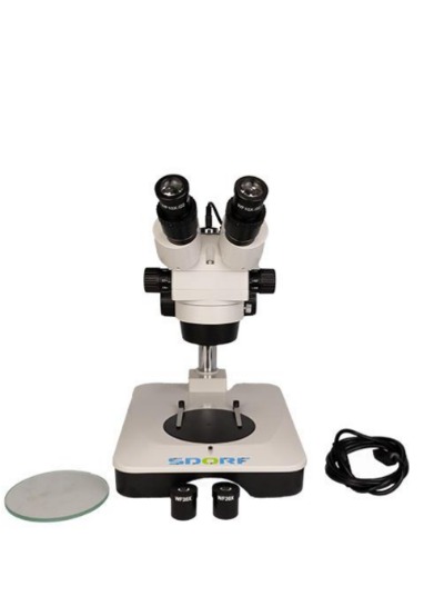 MICROSCÓPIO ESTEREOSCÓPIO BINOCULAR E SISTEMA DE ZOOM COM AUMENTO DE 7X À 90X E ILUMINAÇÃO DE 1W