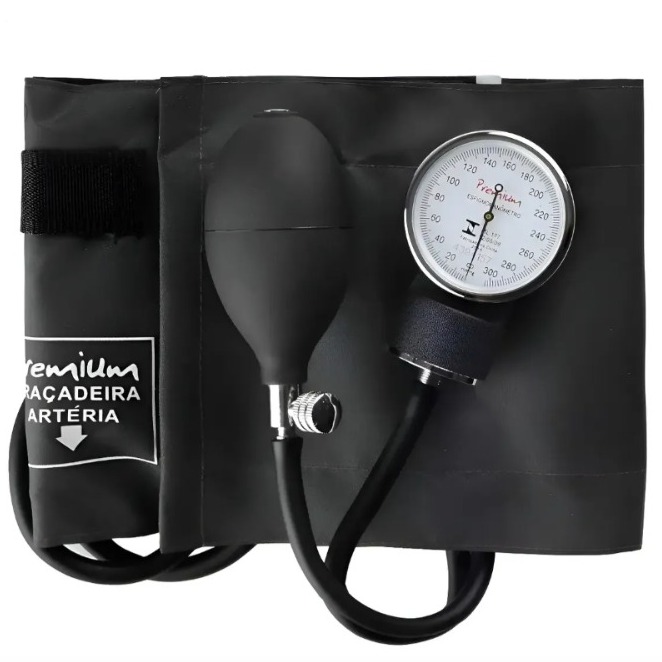 Esfigmomanômetro Premium Aneroide Analógico Preto Com Bolsa