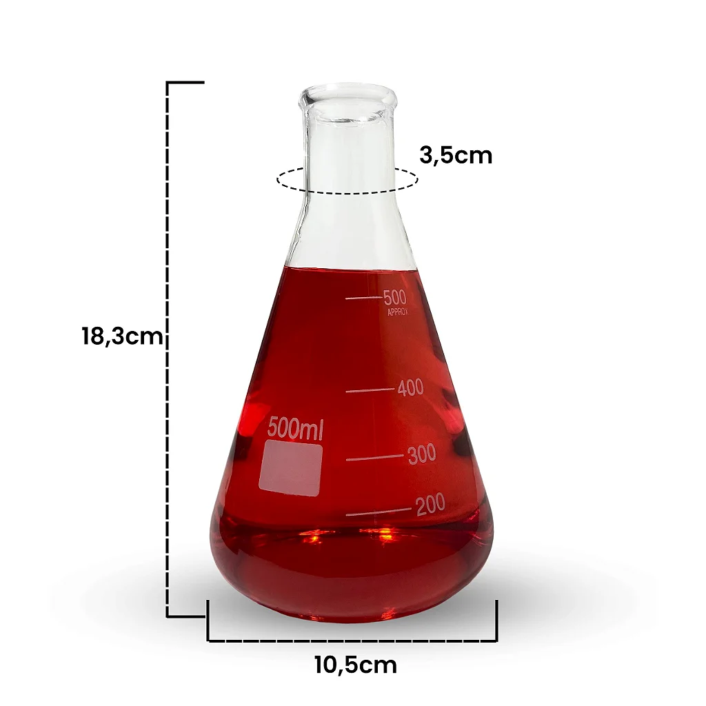ERLENMEYER DE VIDRO BOCA ESTREITA 500 ML